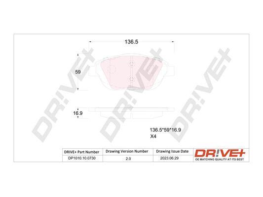 Bremsbelagsatz, Scheibenbremse - DP1010.10.0730 Dr!ve+