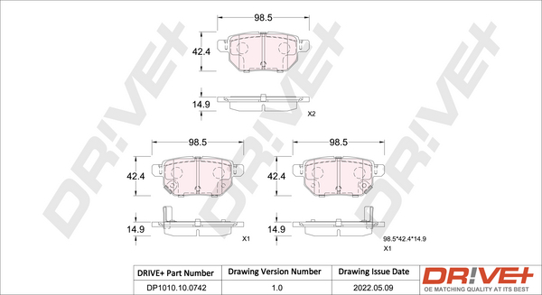Brake Pad Set, disc brake - DP1010.10.0742 Dr!ve+