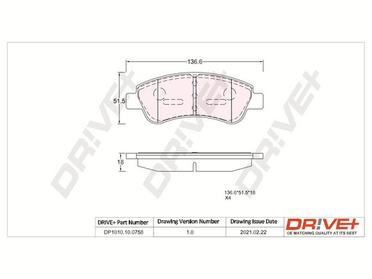 Kit pastiglie freno, Freno a disco - DP1010.10.0758 Dr!ve+