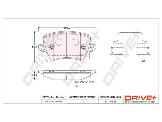 Brake Pad Set, disc brake - DP1010.10.0760 Dr!ve+