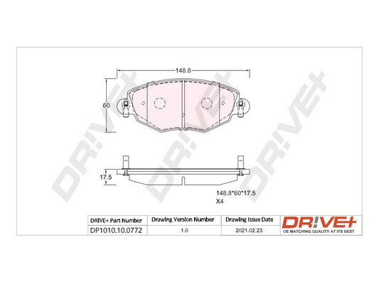 Kit pastiglie freno, Freno a disco - DP1010.10.0772 Dr!ve+