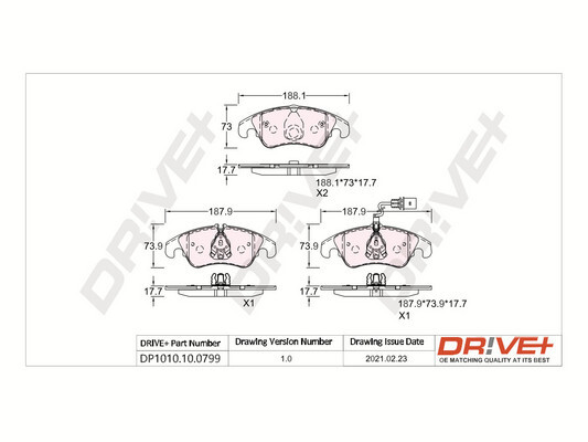 Комплект тормозных колодок, дисковый тормоз - DP1010.10.0799 Dr!ve+