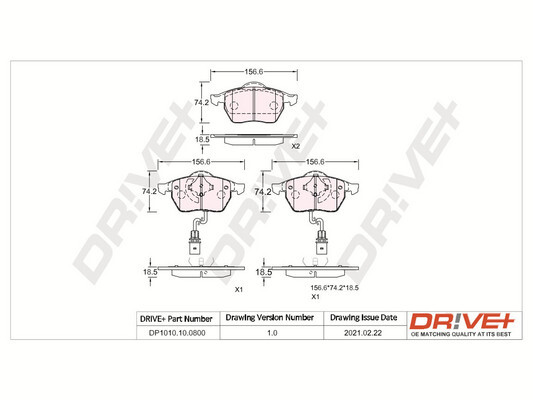 Brake Pad Set, disc brake - DP1010.10.0800 Dr!ve+
