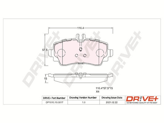 Brake Pad Set, disc brake - DP1010.10.0817 Dr!ve+
