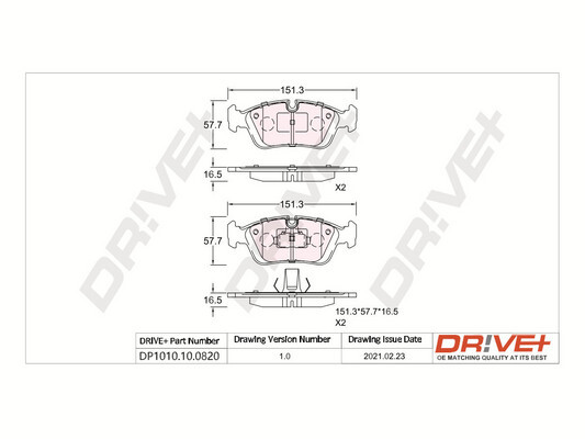 Brake Pad Set, disc brake - DP1010.10.0820 Dr!ve+