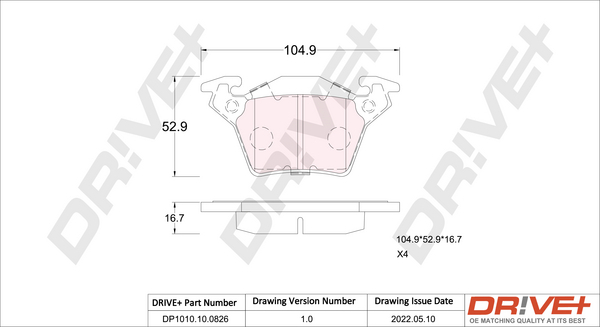 Brake Pad Set, disc brake - DP1010.10.0826 Dr!ve+