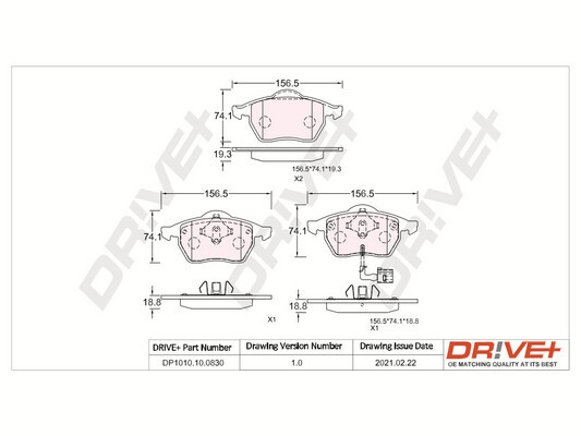 Bremsbelagsatz, Scheibenbremse - DP1010.10.0830 Dr!ve+