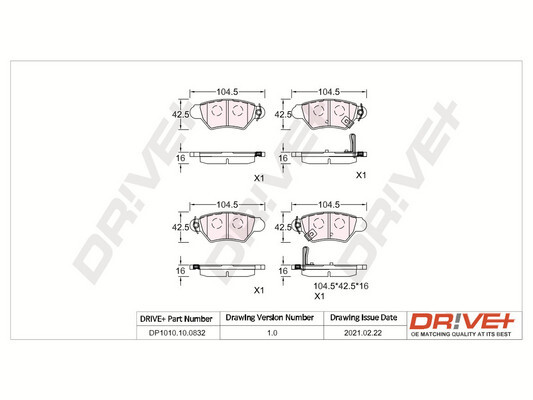 Brake Pad Set, disc brake - DP1010.10.0832 Dr!ve+