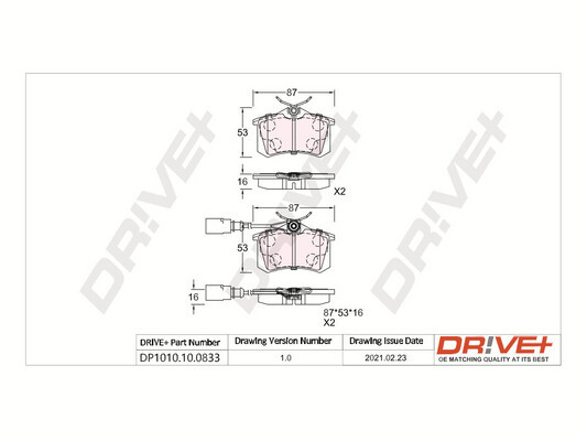 Kit pastiglie freno, Freno a disco - DP1010.10.0833 Dr!ve+
