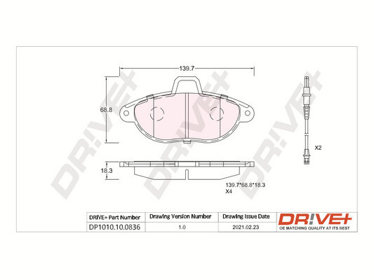 Kit pastiglie freno, Freno a disco - DP1010.10.0836 Dr!ve+