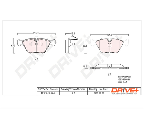 Brake Pad Set, disc brake - DP1010.10.0843 Dr!ve+