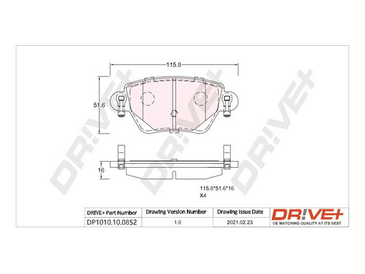 Kit pastiglie freno, Freno a disco - DP1010.10.0852 Dr!ve+