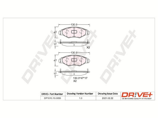 Brake Pad Set, disc brake - DP1010.10.0859 Dr!ve+