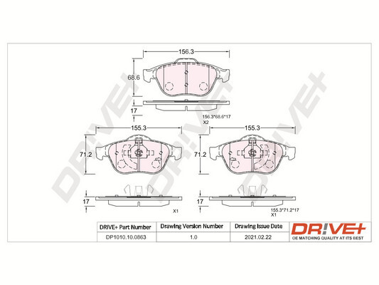 Brake Pad Set, disc brake - DP1010.10.0863 Dr!ve+