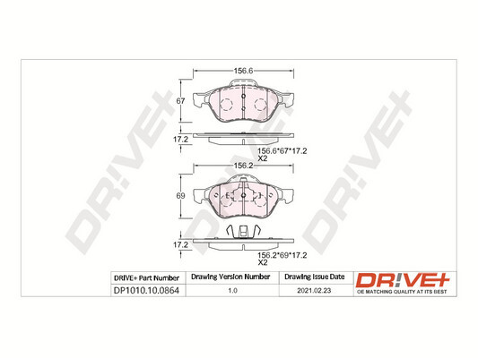 Brake Pad Set, disc brake - DP1010.10.0864 Dr!ve+