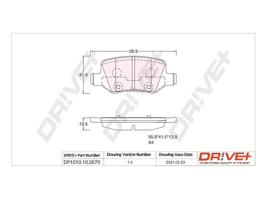 Комплект тормозных колодок, дисковый тормоз - DP1010.10.0870 Dr!ve+