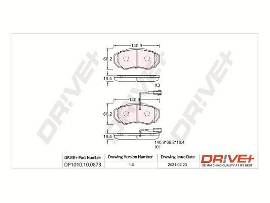 Kit pastiglie freno, Freno a disco - DP1010.10.0873 Dr!ve+