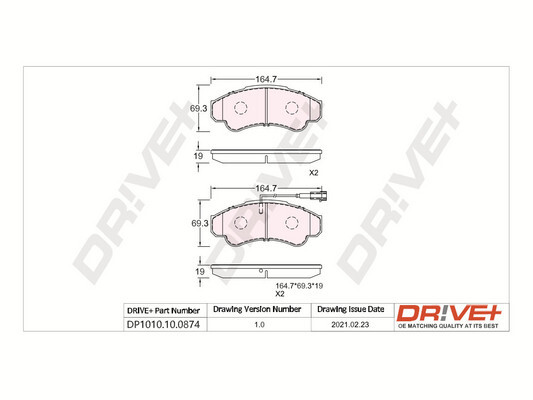Kit pastiglie freno, Freno a disco - DP1010.10.0874 Dr!ve+
