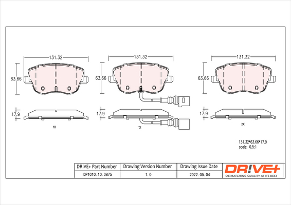 Brake Pad Set, disc brake - DP1010.10.0875 Dr!ve+