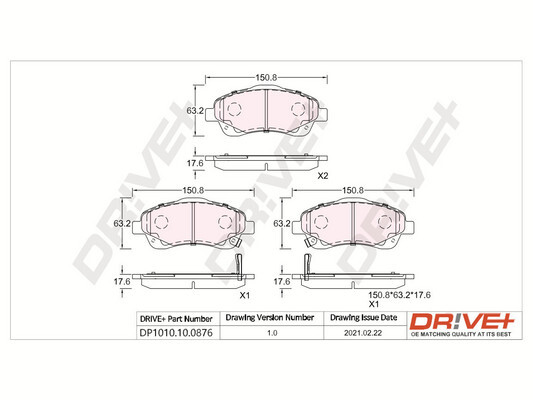 Kit pastiglie freno, Freno a disco - DP1010.10.0876 Dr!ve+