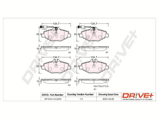 Brake Pad Set, disc brake - DP1010.10.0878 Dr!ve+