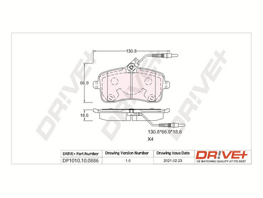 Brake Pad Set, disc brake - DP1010.10.0886 Dr!ve+