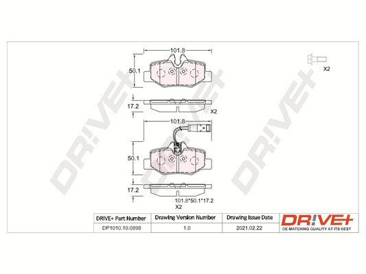 Kit pastiglie freno, Freno a disco - DP1010.10.0898 Dr!ve+
