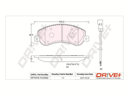 Комплект тормозных колодок, дисковый тормоз - DP1010.10.0902 Dr!ve+