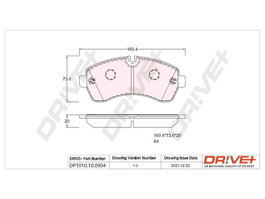 Kit pastiglie freno, Freno a disco - DP1010.10.0904 Dr!ve+