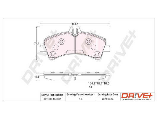 Kit pastiglie freno, Freno a disco - DP1010.10.0907 Dr!ve+