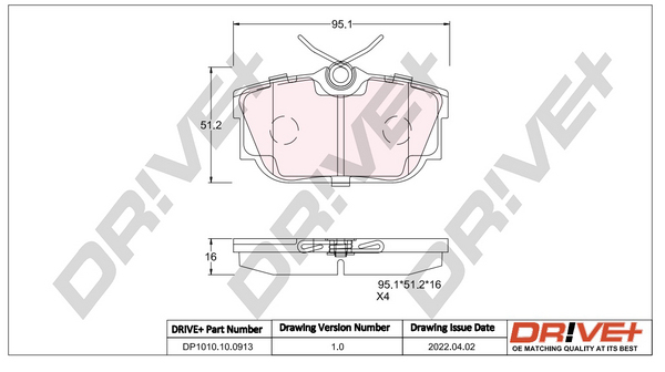 Brake Pad Set, disc brake - DP1010.10.0913 Dr!ve+