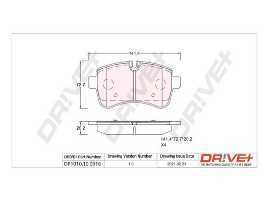 Kit pastiglie freno, Freno a disco - DP1010.10.0916 Dr!ve+
