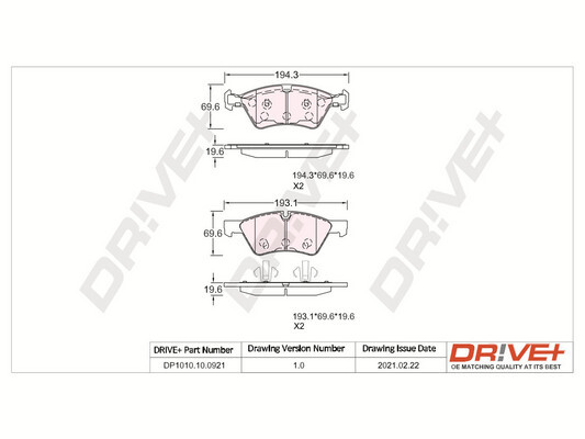Brake Pad Set, disc brake - DP1010.10.0921 Dr!ve+