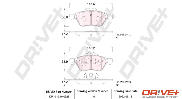Brake Pad Set, disc brake - DP1010.10.0926 Dr!ve+