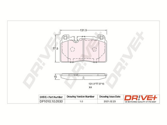 Brake Pad Set, disc brake - DP1010.10.0930 Dr!ve+