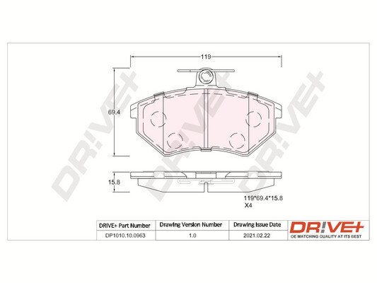 Kit pastiglie freno, Freno a disco - DP1010.10.0963 Dr!ve+
