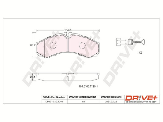 Комплект тормозных колодок, дисковый тормоз - DP1010.10.1046 Dr!ve+