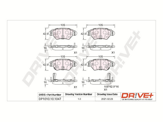 Brake Pad Set, disc brake - DP1010.10.1047 Dr!ve+