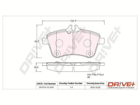 Brake Pad Set, disc brake - DP1010.10.1061 Dr!ve+