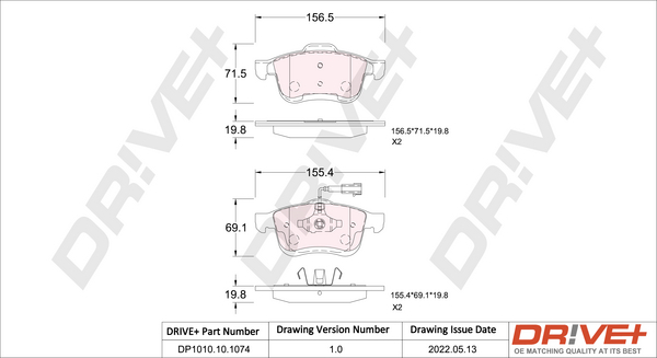 Bremsbelagsatz, Scheibenbremse - DP1010.10.1074 Dr!ve+