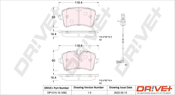 Brake Pad Set, disc brake - DP1010.10.1082 Dr!ve+