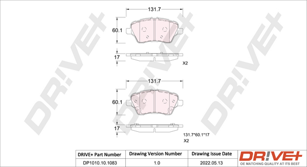 Brake Pad Set, disc brake - DP1010.10.1083 Dr!ve+