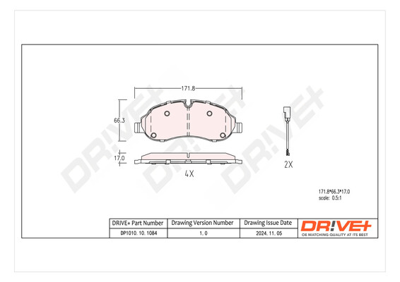 Brake Pad Set, disc brake - DP1010.10.1084 Dr!ve+