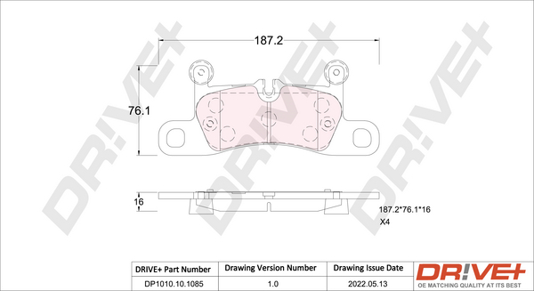 Brake Pad Set, disc brake - DP1010.10.1085 Dr!ve+