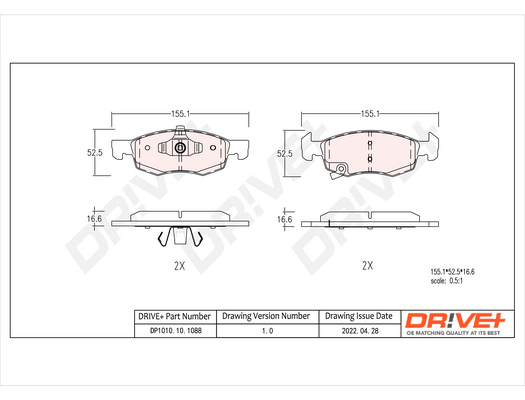 Kit pastiglie freno, Freno a disco - DP1010.10.1088 Dr!ve+