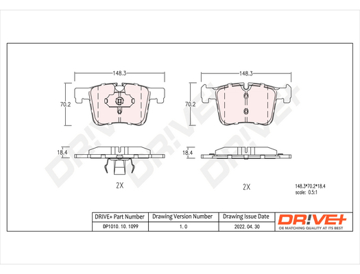 Brake Pad Set, disc brake - DP1010.10.1099 Dr!ve+