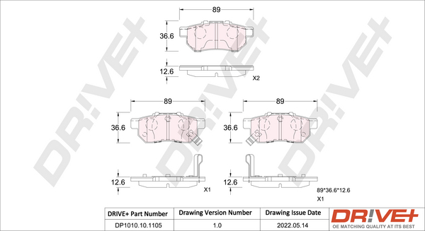 Brake Pad Set, disc brake - DP1010.10.1105 Dr!ve+
