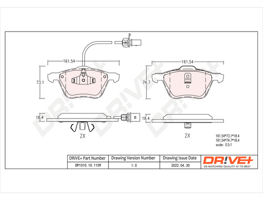 Brake Pad Set, disc brake - DP1010.10.1109 Dr!ve+