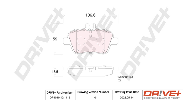 Brake Pad Set, disc brake - DP1010.10.1115 Dr!ve+