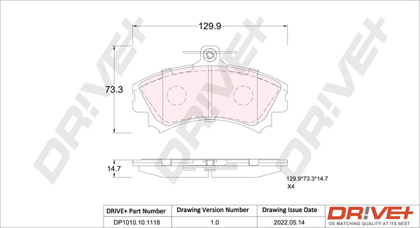 Brake Pad Set, disc brake - DP1010.10.1118 Dr!ve+